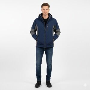 Avalanche Softshell Jacket Mens L Blue Gray WeatherShield Fleece Lined Outdoor‎